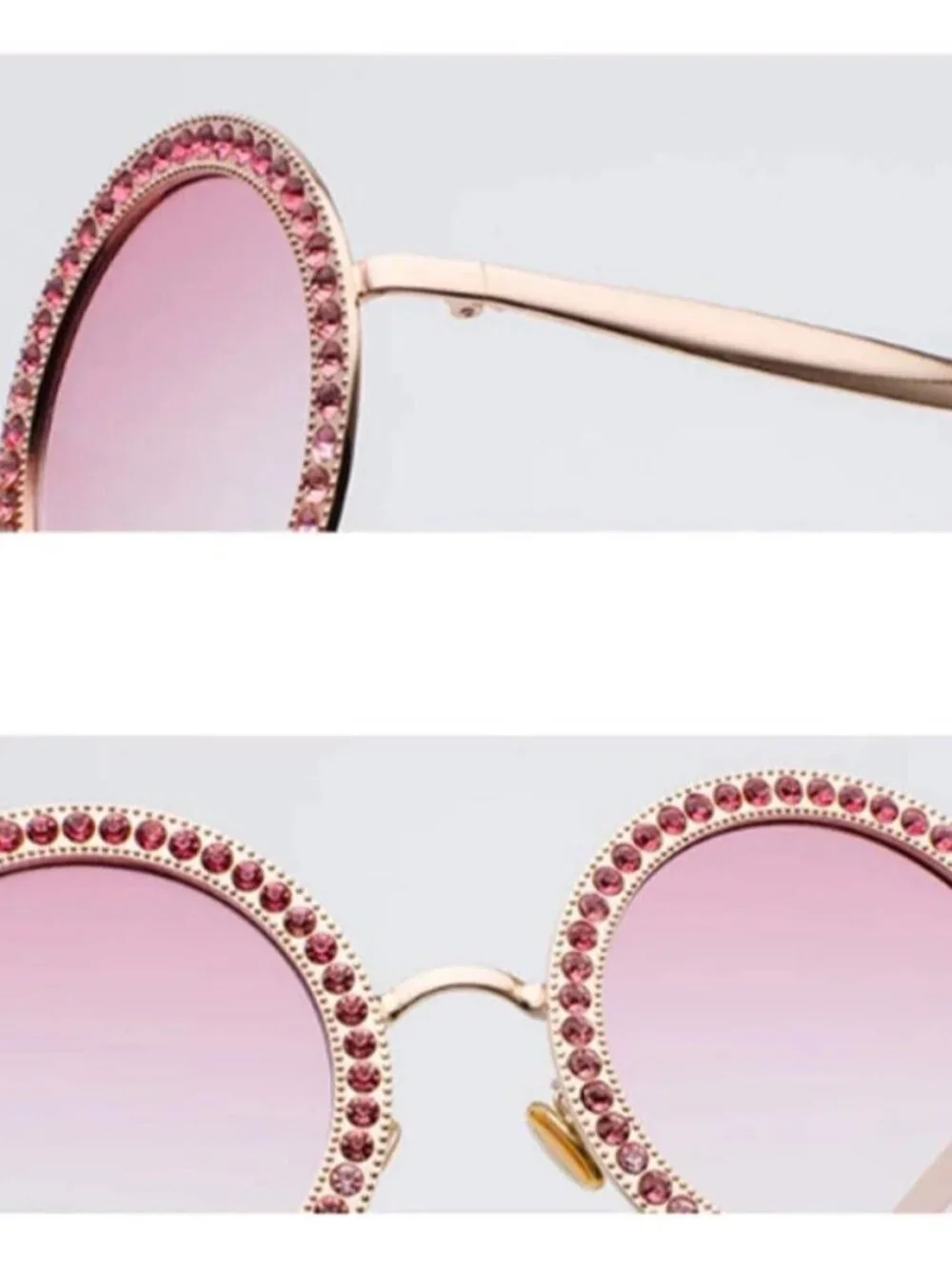 SOJOS Rose Gold Oversized Round Rhinestone Sunglasses - SJ1095